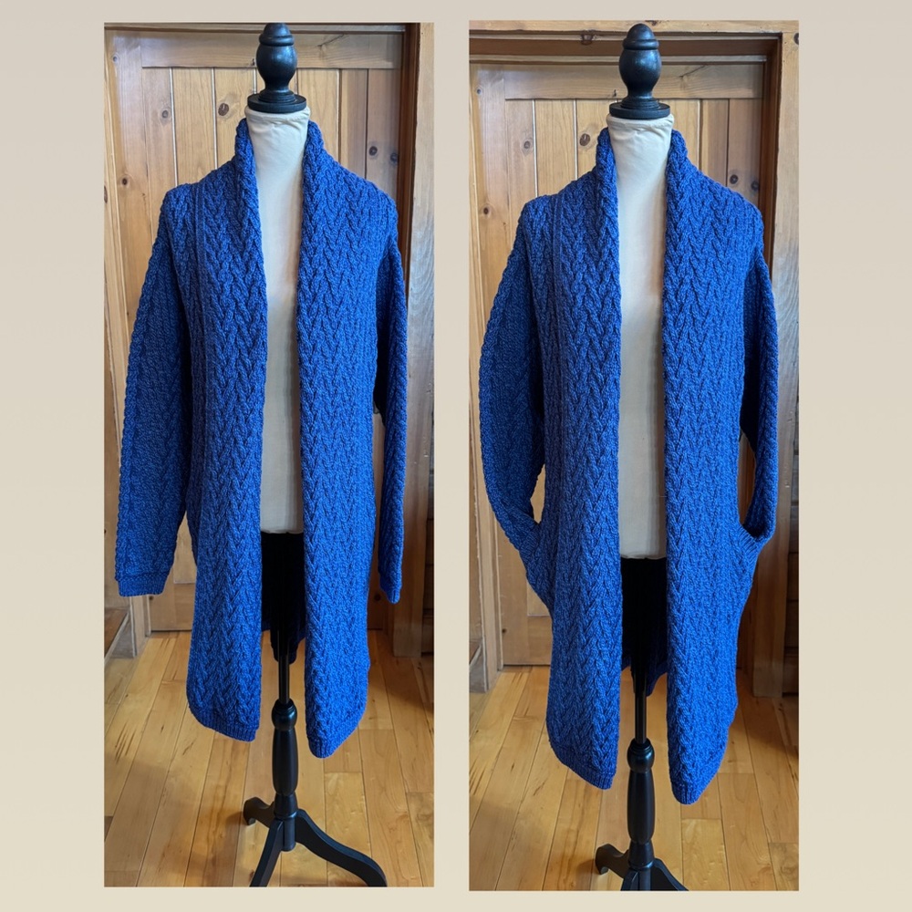 NWT Aran Crafts Blue Open-Front Merino Wool Sweater Cardigan (XXL 22W-24W) - Picture 3 of 17